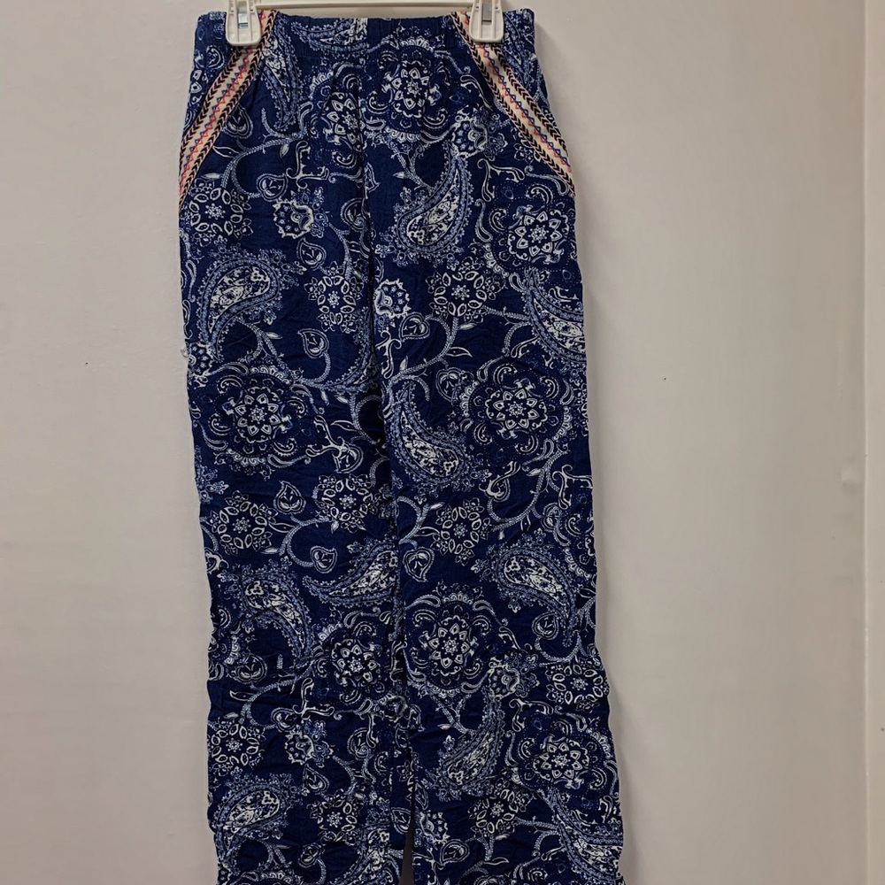 Navy Blue Floral Pants